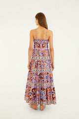Lilac Flower Tiles Sleeveless Tiered Maxi Dress - FARM Rio FLOWER TILES LILAC