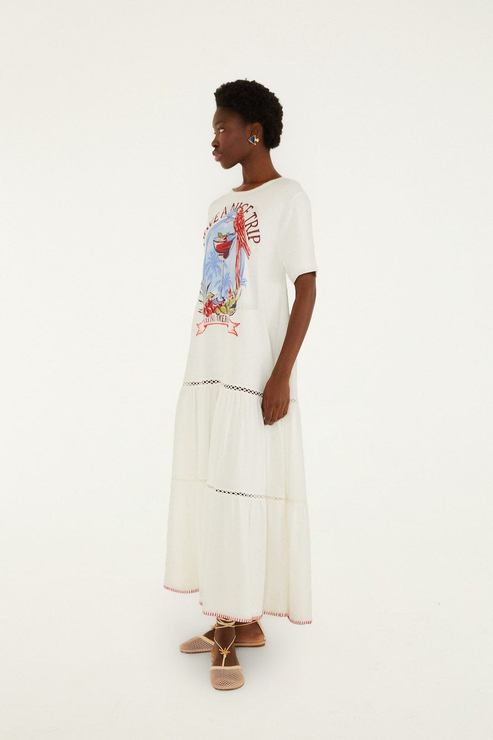 Have A Nice Trip Organic Cotton Maxi Dress - FARM Rio OFF-WHITE
