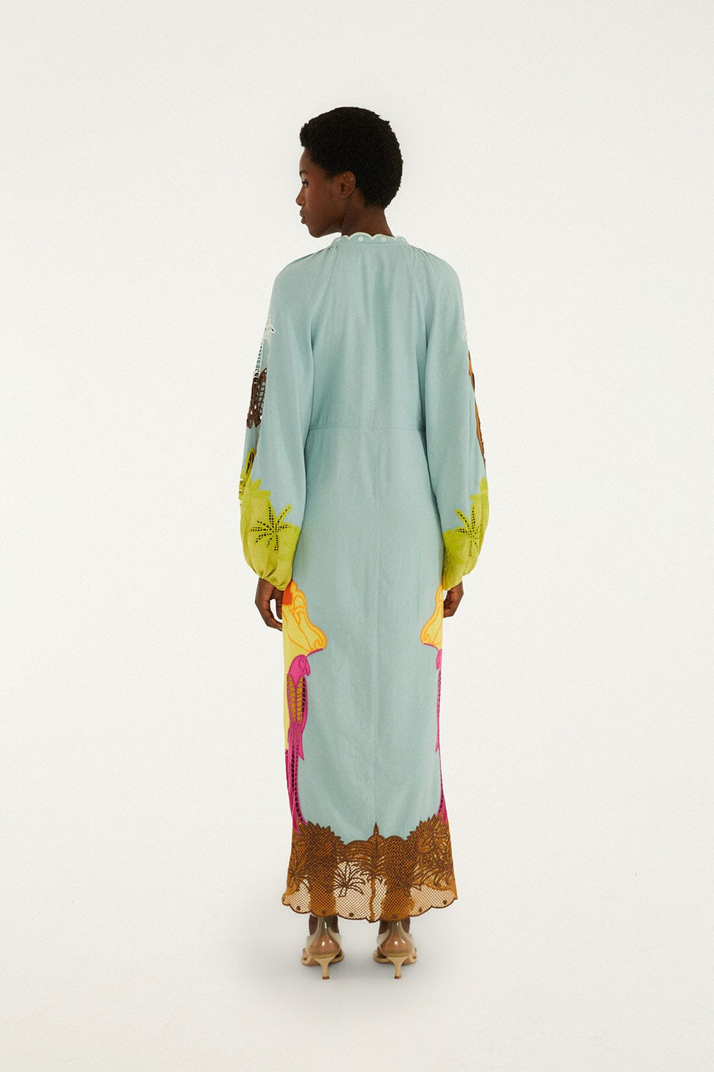 Multicolor Usiacuri Embroidered Lenzing Ecovero Euroflax Richelieu Maxi Dress - FARM Rio USIACURI MULTICOLOR