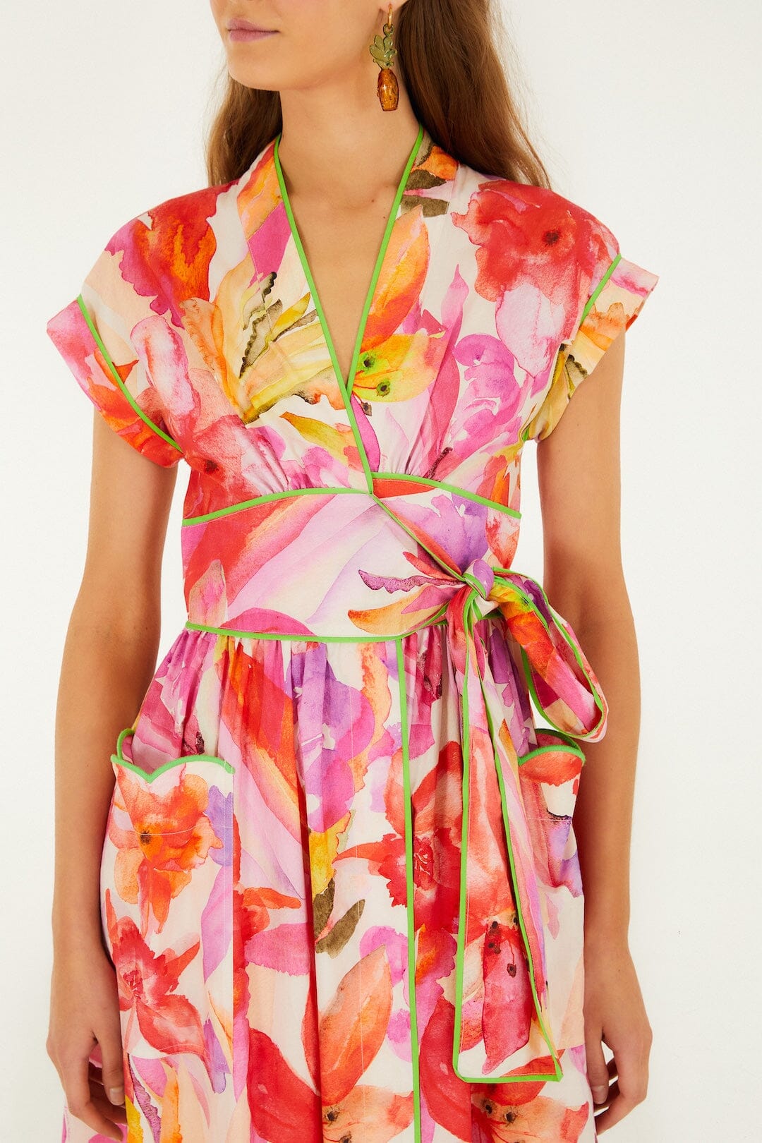 Multicolor Artsy Flora Belted Maxi Dress - FARM Rio ARTSY FLORA OFF-WHITE