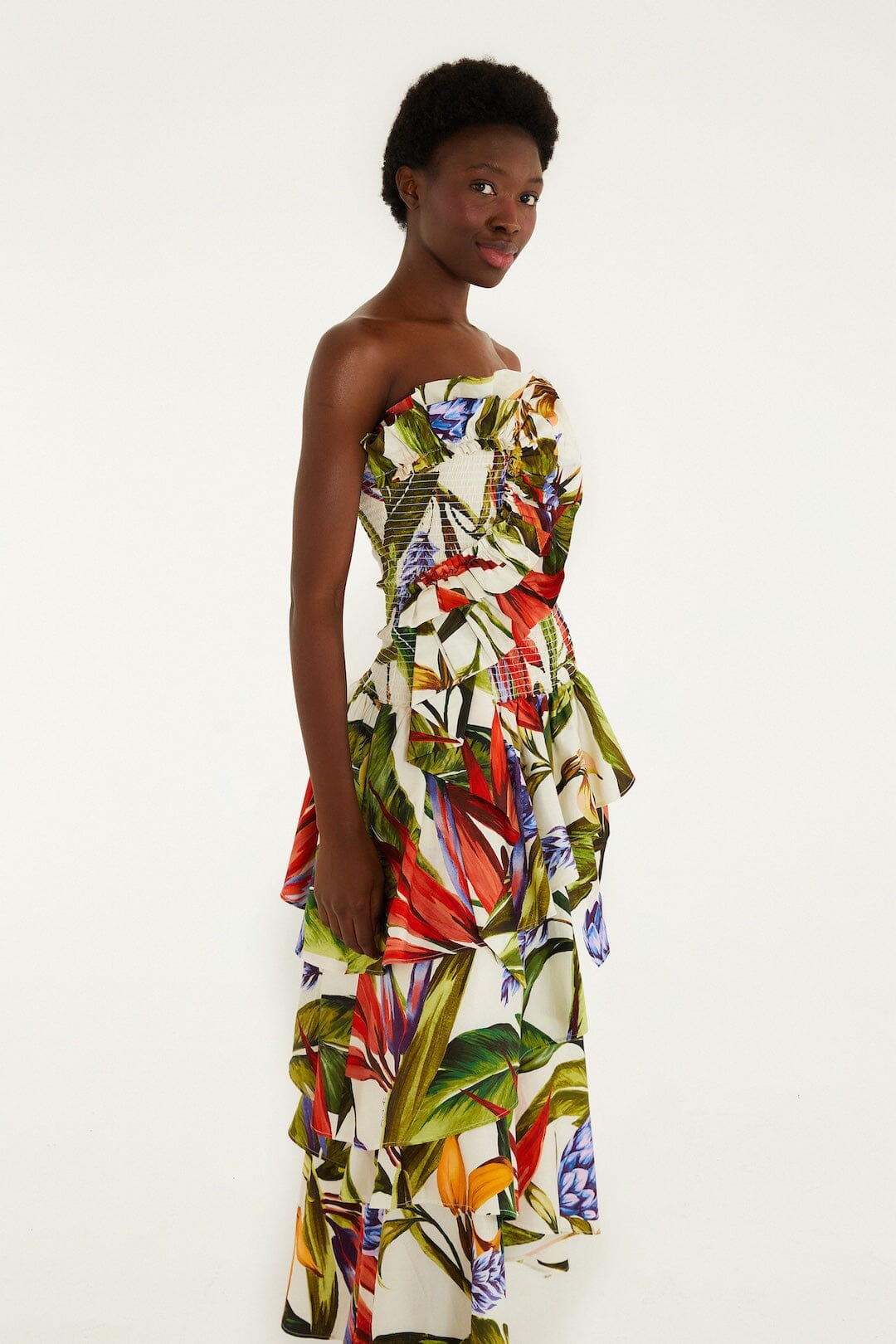 Sand Florart Strapless Maxi Dress - FARM Rio FLORART SAND