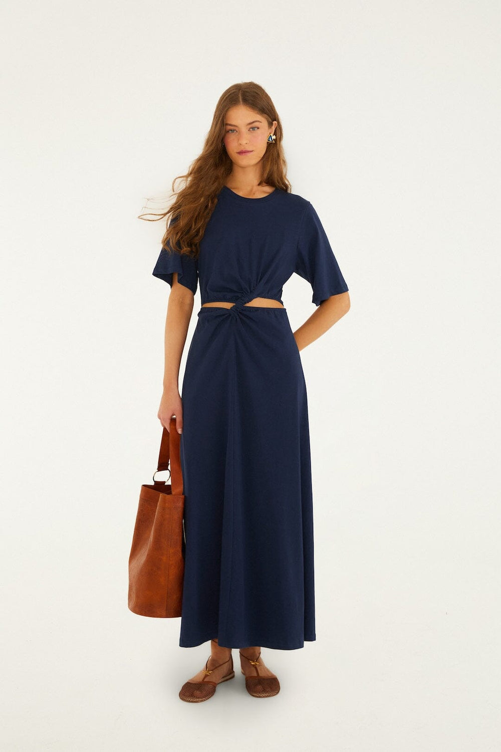 Dark Blue Cut-Out Short Sleeve Maxi Dress - FARM Rio DARK BLUE