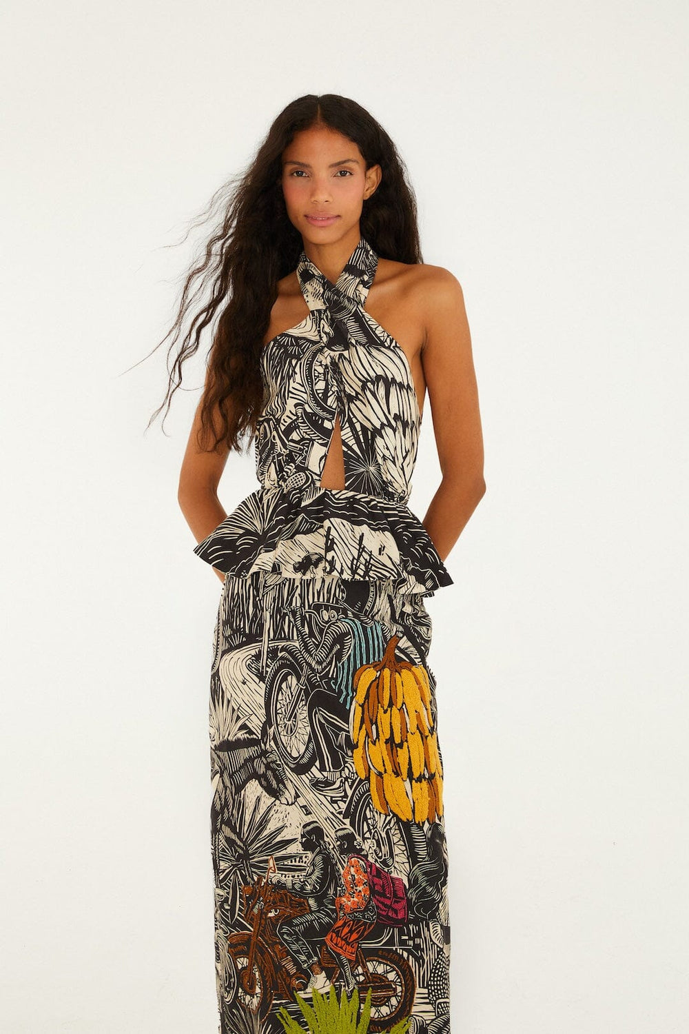 Ruta Beige Embroidered Lenzing Ecovero Euroflax Maxi Dress - FARM Rio RUTA BEIGE
