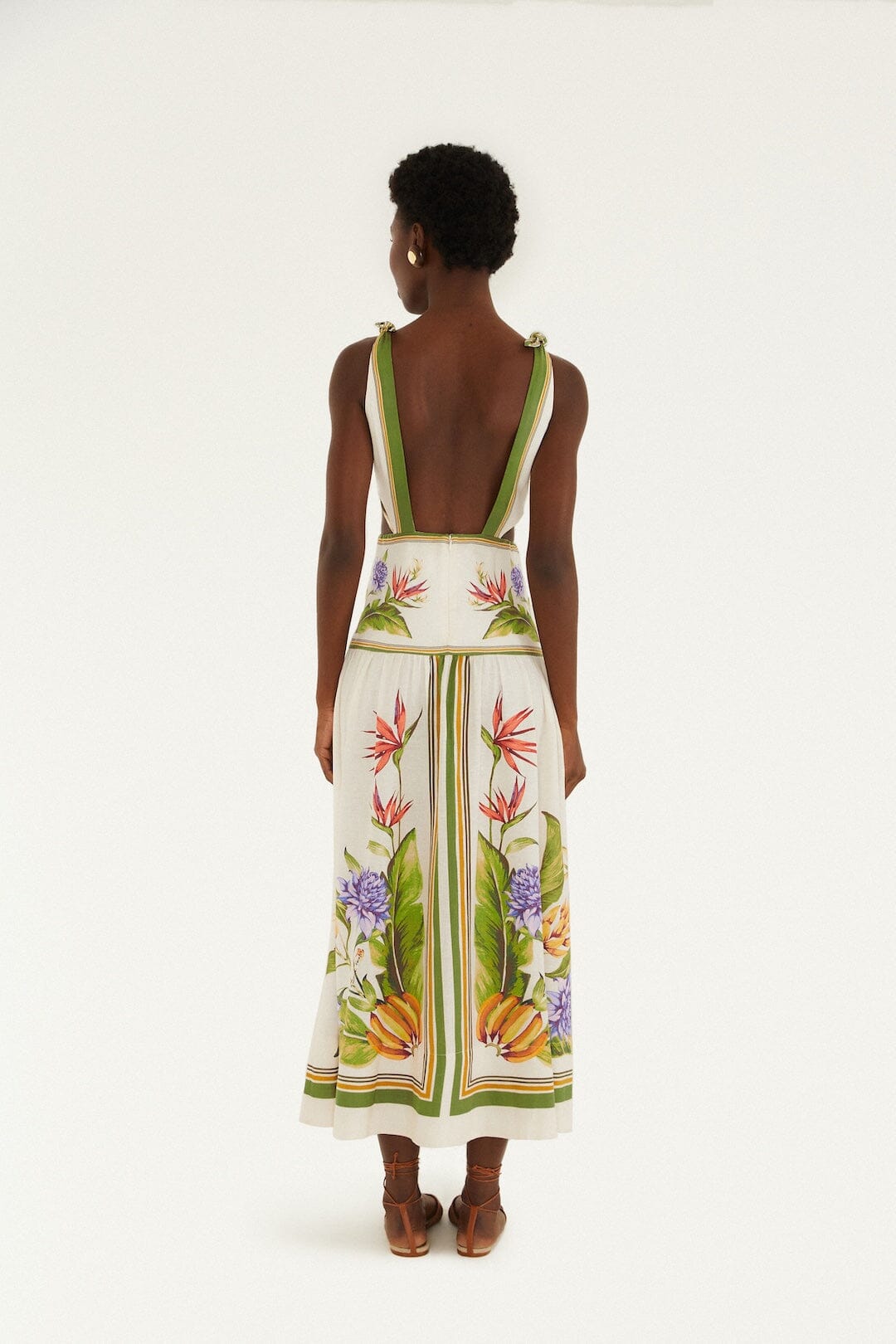 Sand Tropical Scarf Lenzing Ecovero Euroflax Maxi Dress - FARM Rio TROPICAL SCARF SAND