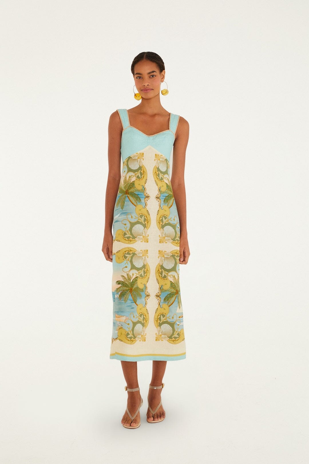 Multicolor Royal Sea Euroflax Premium Linen Maxi Dress - FARM Rio ROYAL SEA MULTICOLOR
