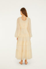 Butter Yellow Ruffled Buttoned Maxi Dress - FARM Rio YELLOW