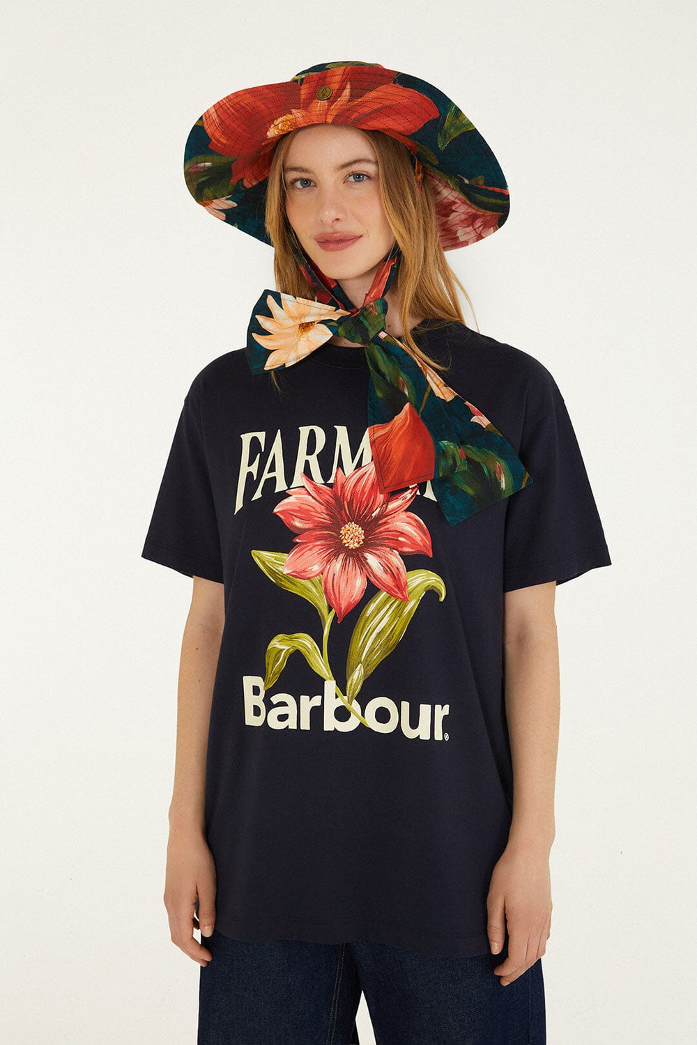 Wild Flower Navy Blue T-Shirt - FARM Rio BLACK