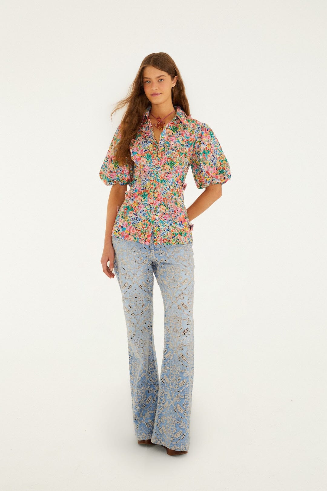 Off-White Peasant Floral Butterflies Organic Cotton Blouse - FARM Rio PEASANT FLORAL OFF-WHITE