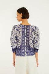 Off-White Nina 3d Flowers Blouse - FARM Rio NINA OFF-WHITE