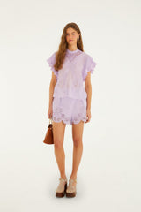 Lilac Lace Ruffled Organic Cotton Blouse - FARM Rio LILAC