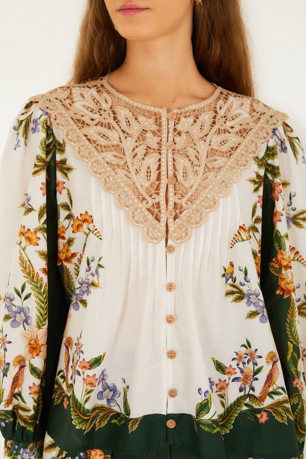 Sand Nature Lace Long Sleeve Blouse - FARM Rio NATURE SAND