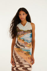 Multicolor Copacabana Beach Sleeveless Blouse - FARM Rio COPACABANA BEACH MULTICOLOR