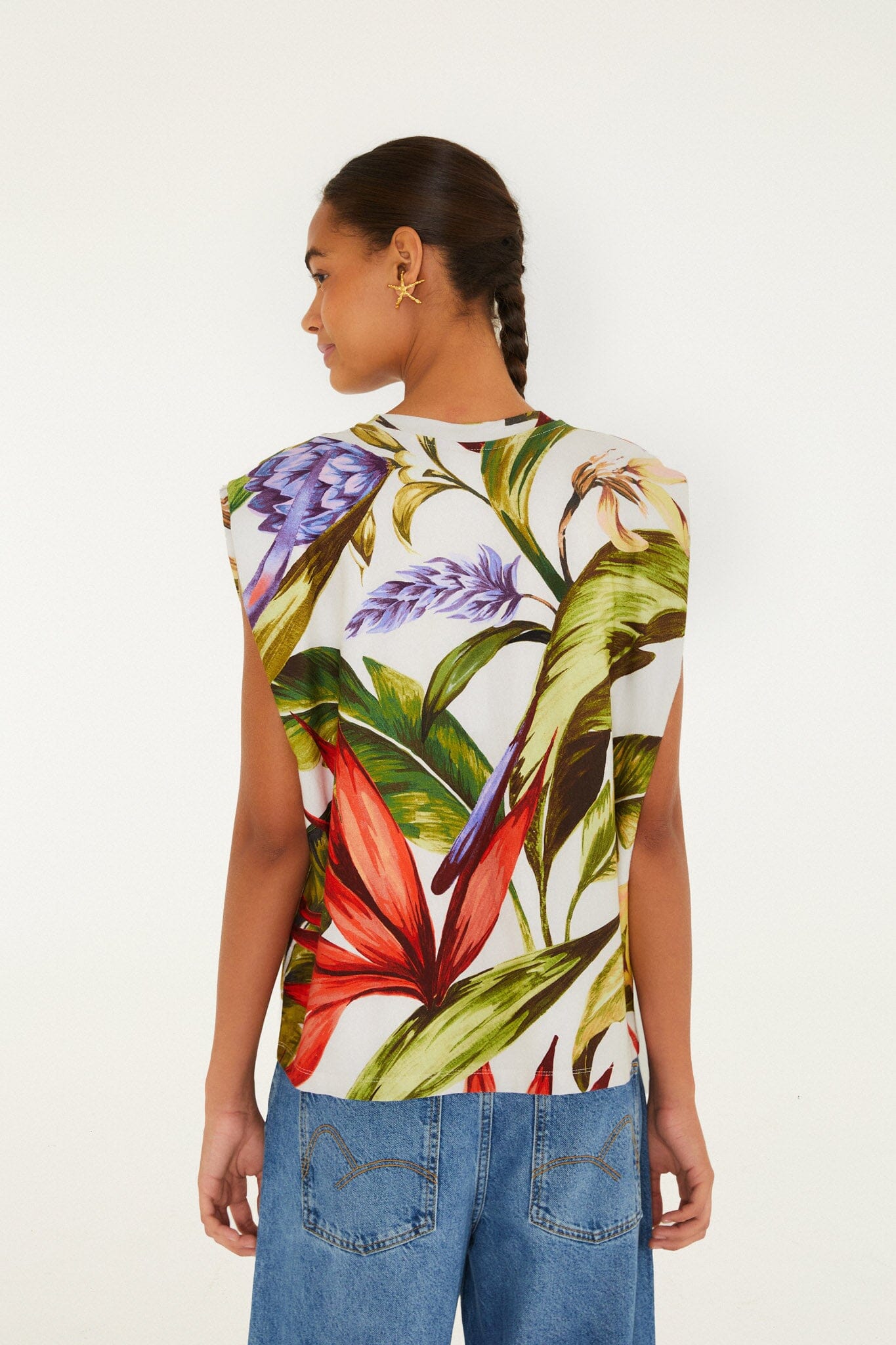 Sand Florart Organic Cotton Tshirt Blouse - FARM Rio FLORART SAND
