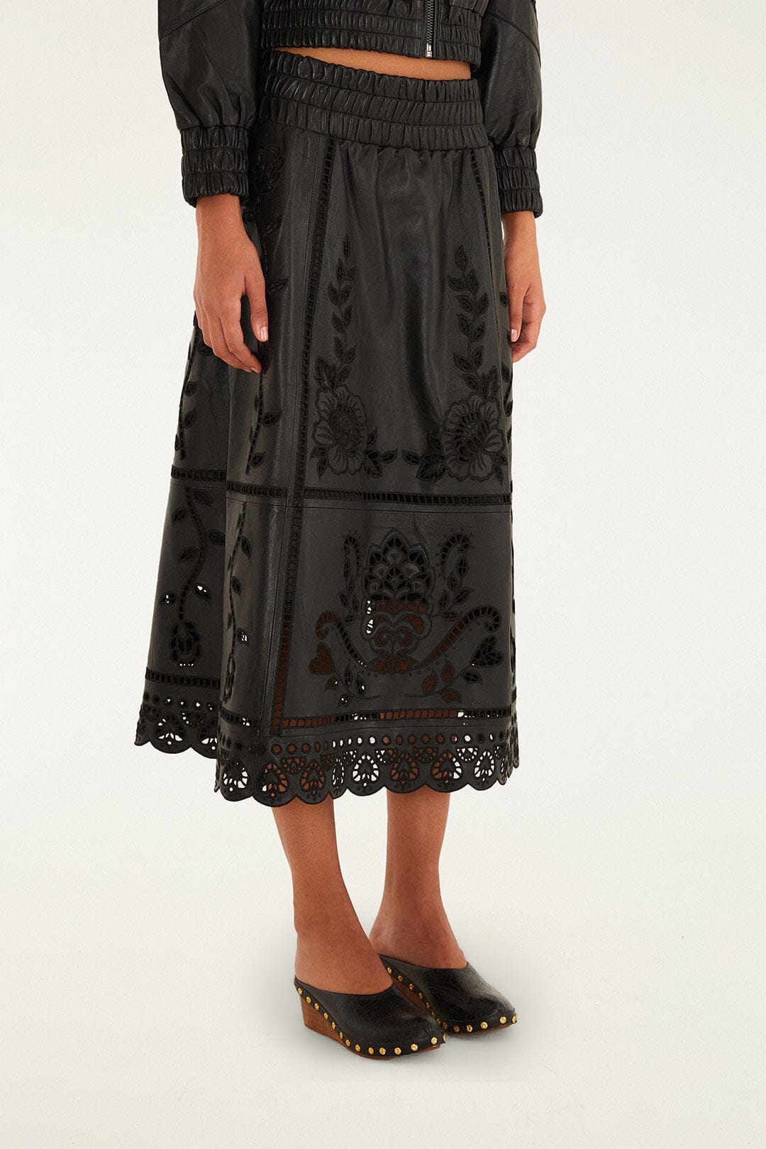 Black Richelieu Heart Skirt - FARM Rio BLACK