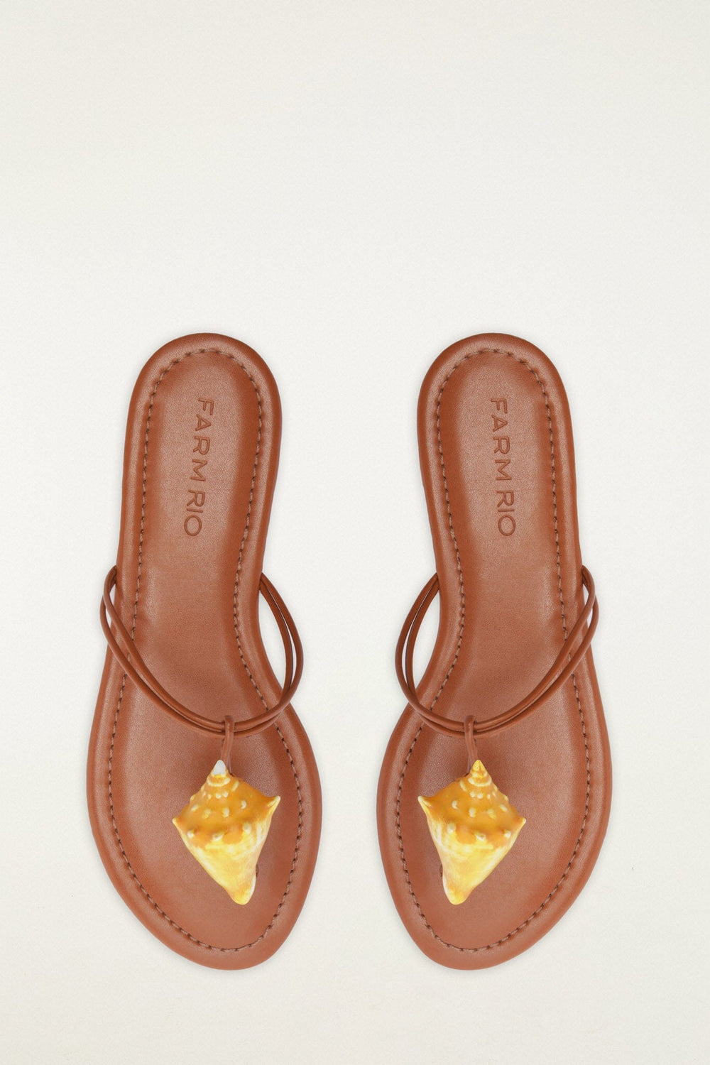 Shell Flat Sandal - FARM Rio CUOIO
