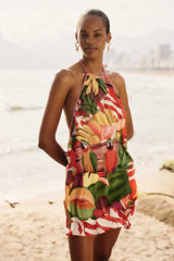 Multicolor Tropical Rope Ties Mini Dress - FARM Rio FRUIT GARDEN
