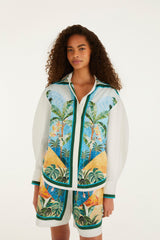 Multicolor Rio Mosaic Collared Buttoned Shirt - FARM Rio RIO MOSAIC MULTICOLOR