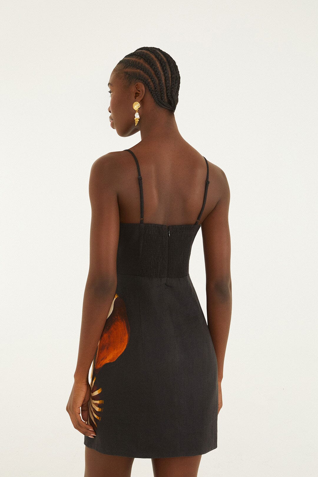 Black Ammonite Shell Bodice Cut-Out Mini Dress - FARM Rio AMMONITE PLACED BLACK