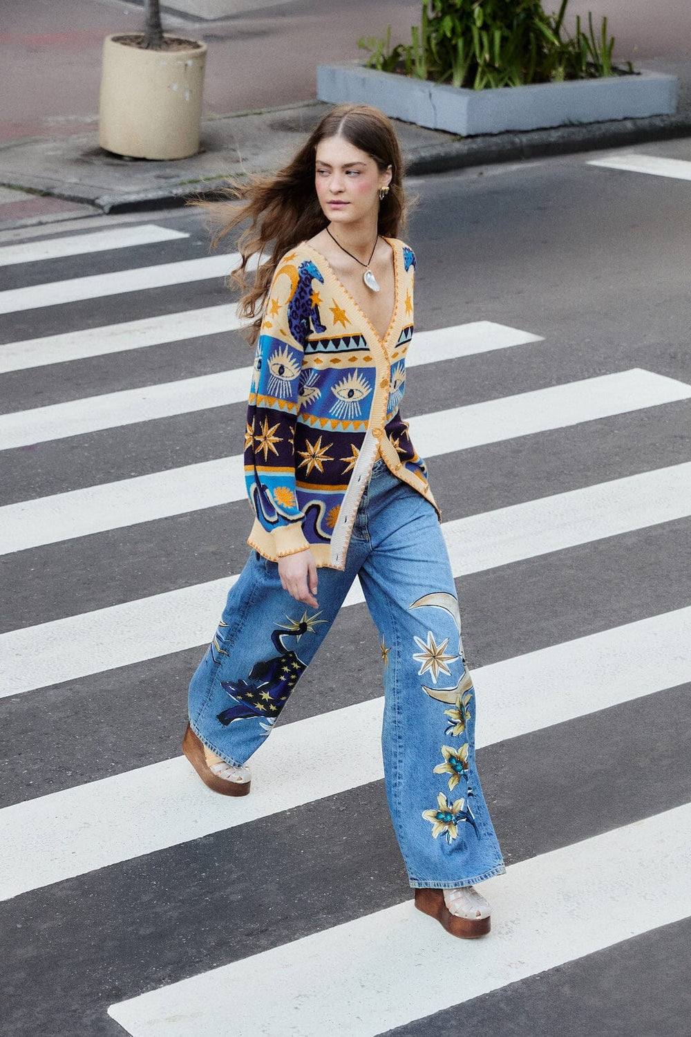 Denim Mystical Wide-Leg Pants - FARM Rio DENIM