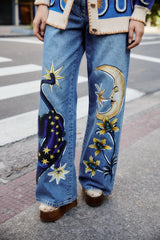 Denim Mystical Wide-Leg Pants - FARM Rio DENIM