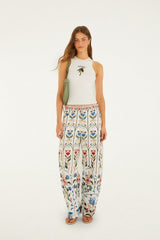 Off-White Tucanissimo Embroidered Organic Cotton Tank Top - FARM Rio OFF-WHITE
