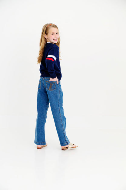 Beaufort Bonnet Seaton Intarsia Sweater - Nantucket Navy, Worth Avenue White