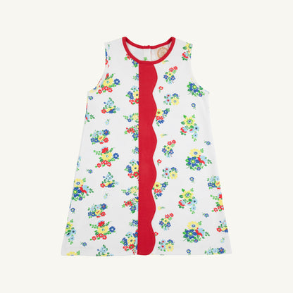 Beaufort Bonnet Daisy Dress - Biltmore Blooms (Buckhead Blue) & Richmond Red