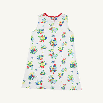 Beaufort Bonnet Daisy Dress - Biltmore Blooms (Buckhead Blue) & Richmond Red