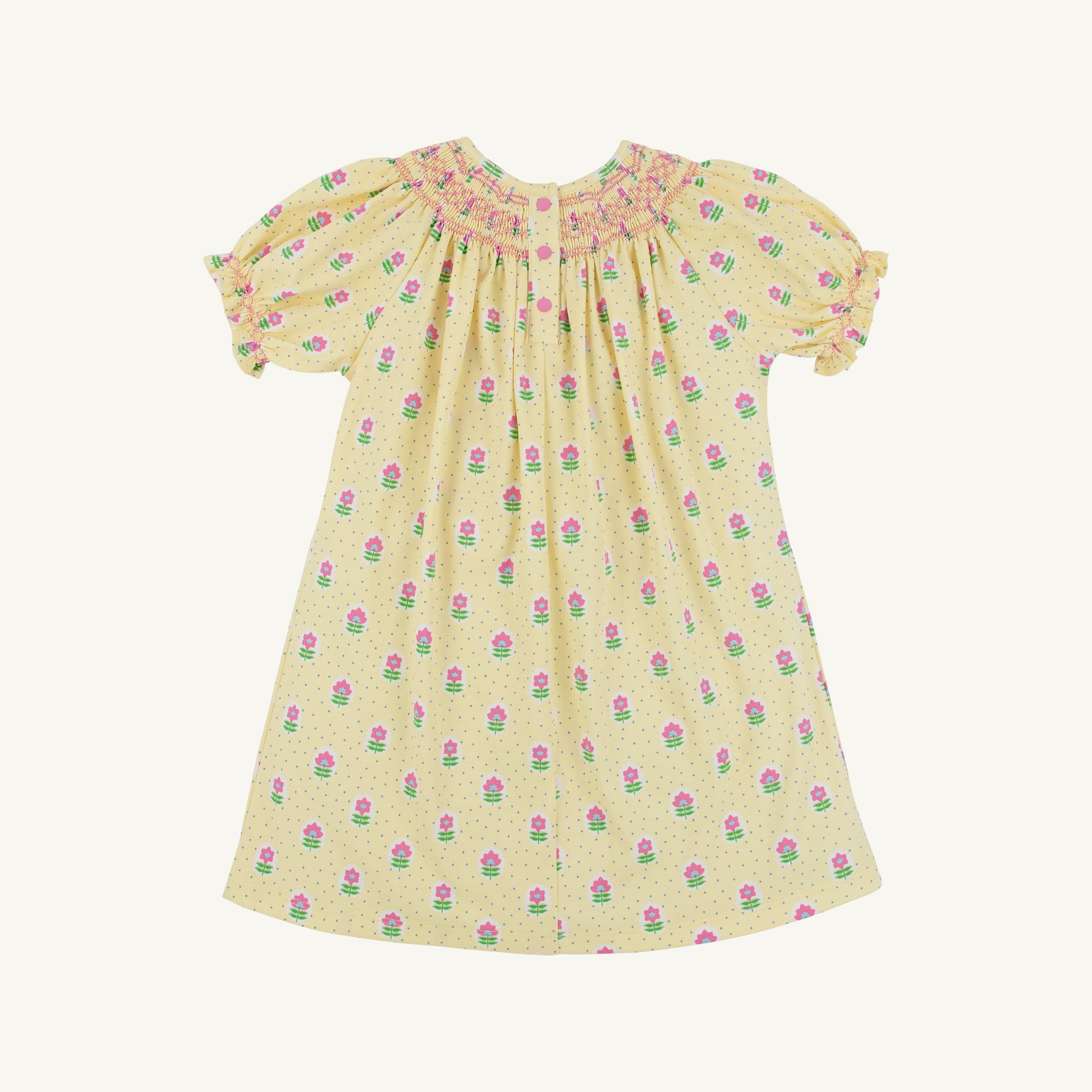 Beaufort Bonnet Sandy Smocked Dress - Fairway Floral & Winter Park Pink