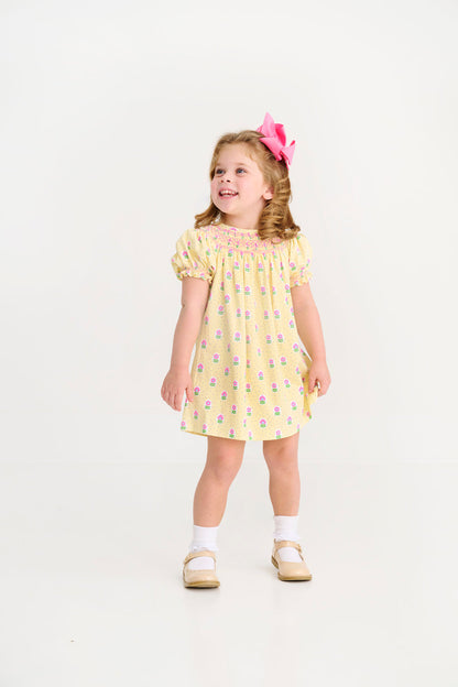 Beaufort Bonnet Sandy Smocked Dress - Fairway Floral & Winter Park Pink