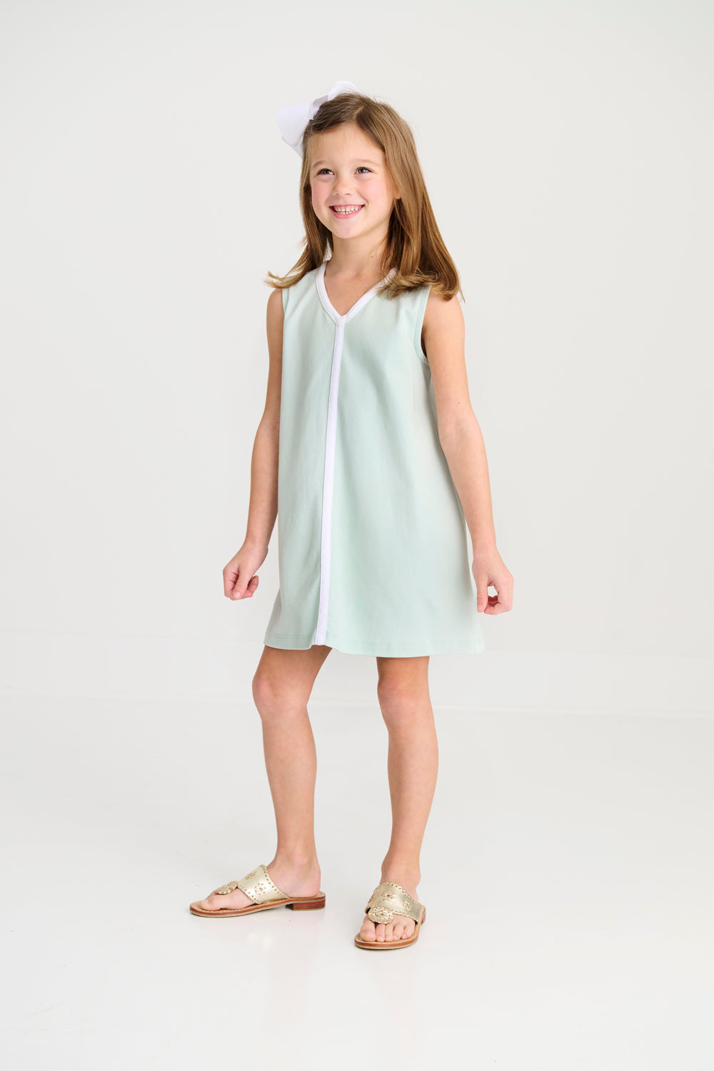 Beaufort Bonnet Daisy Dress - Old Greenwich Green & Worth Avenue White