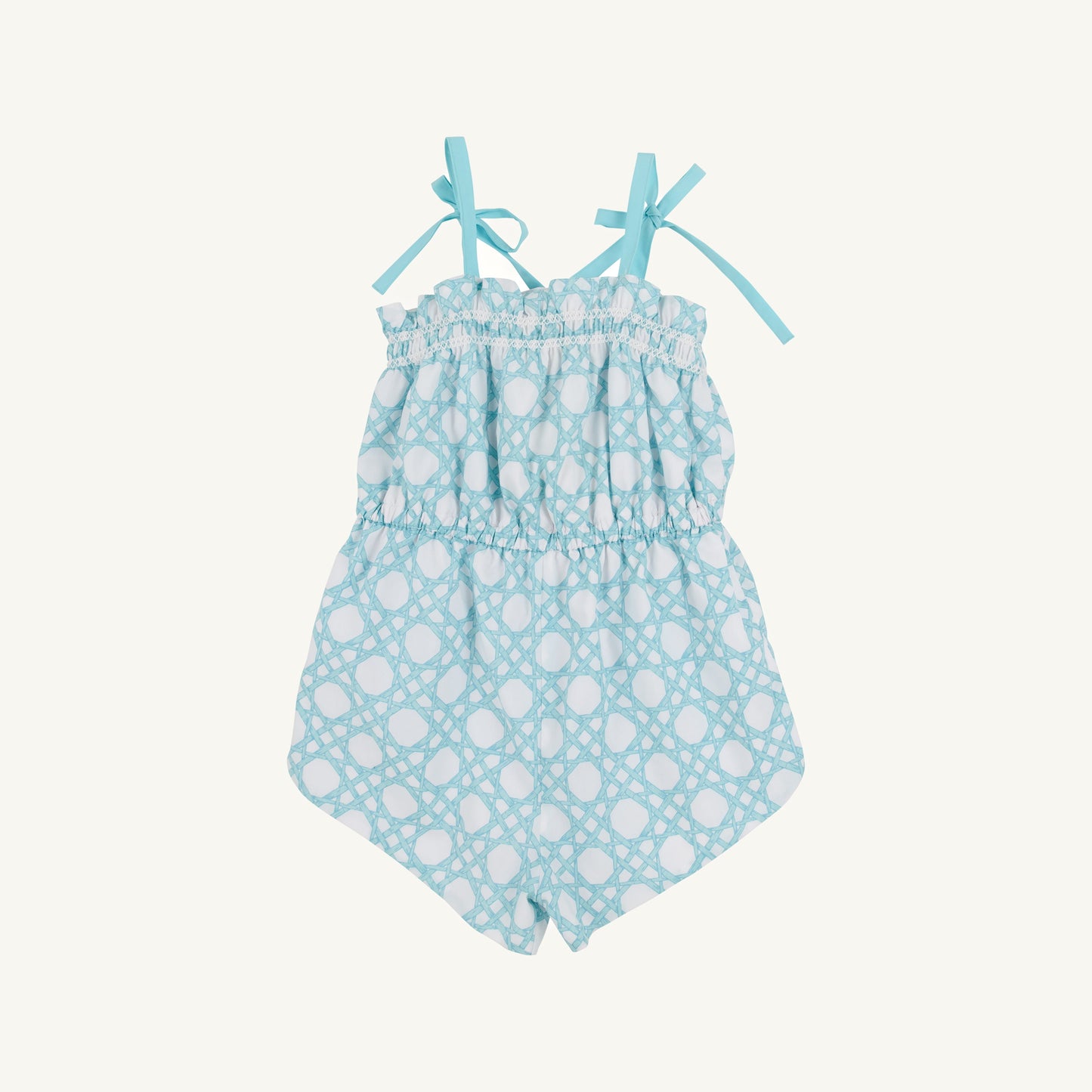 Beaufort Bonnet Rosey Romper - Catamaran Cane & Edisto Egg Blue