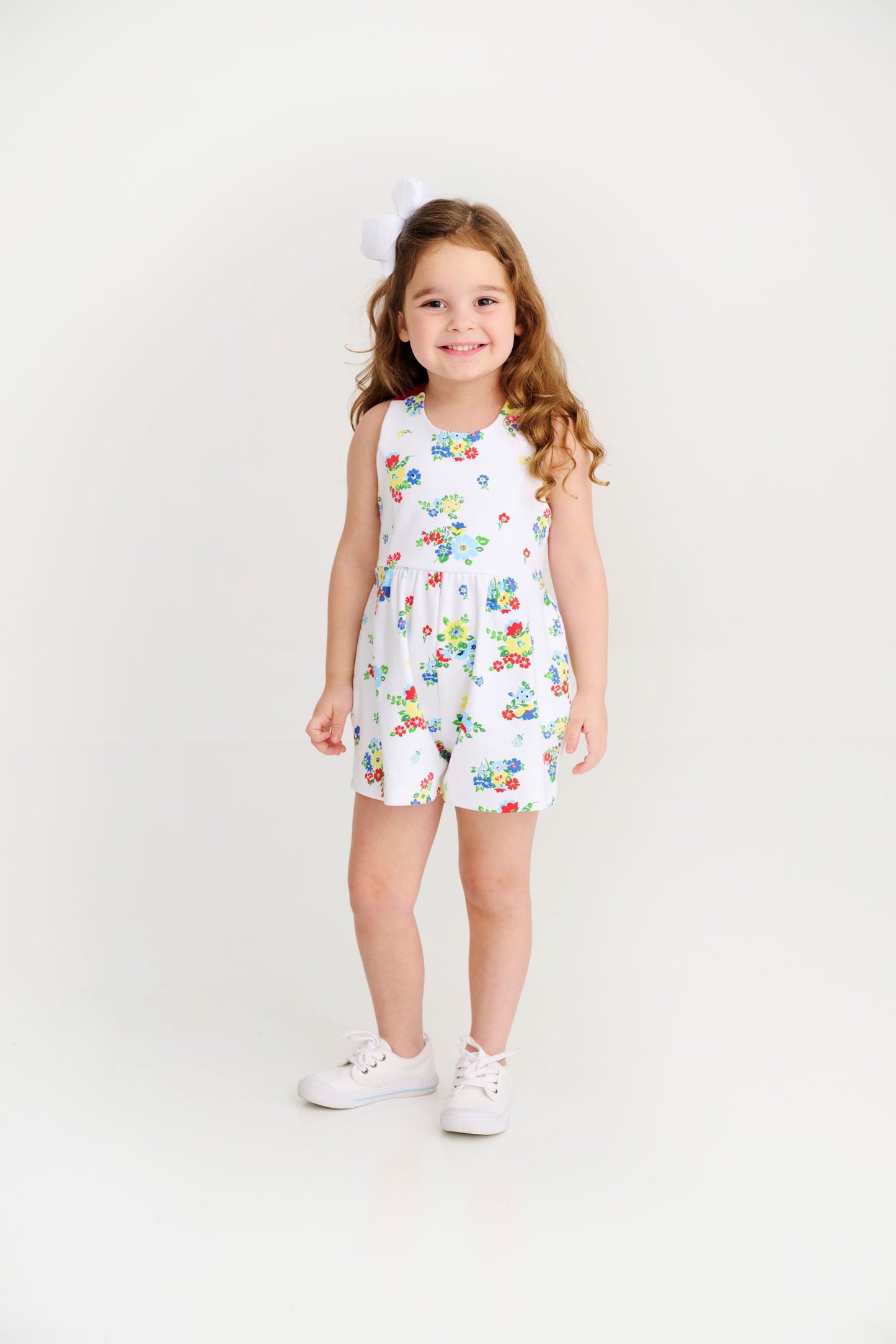 Beaufort Bonnet Reagan Romper - Biltmore Blooms (Buckhead Blue)