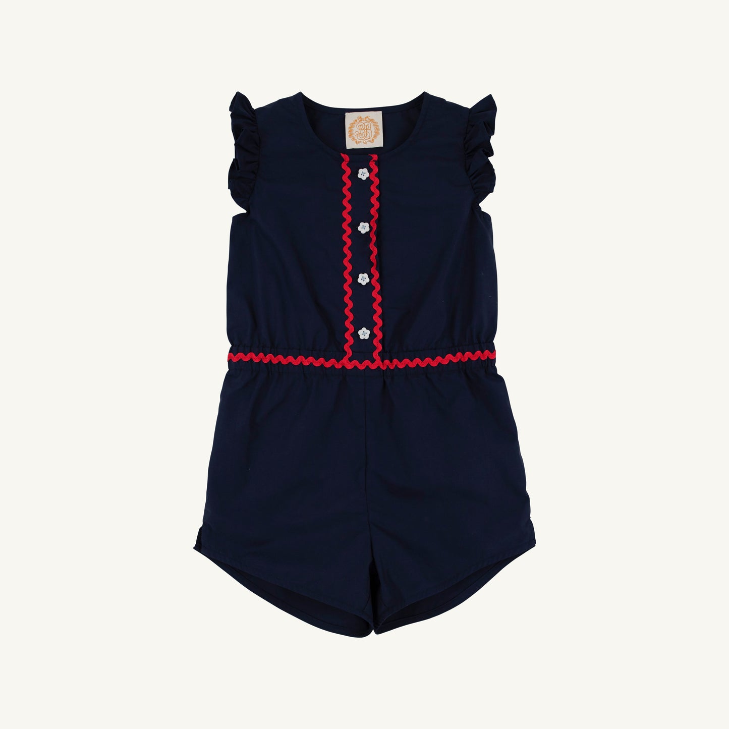 Beaufort Bonnet Marion Rose Romper - Nantucket Navy & Richmond Red