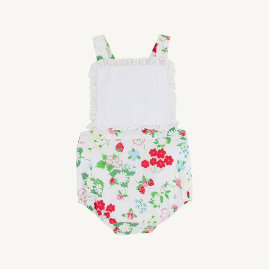 Beaufort Bonnet Sally Sunsuit - Berry Sweet & Worth Avenue White