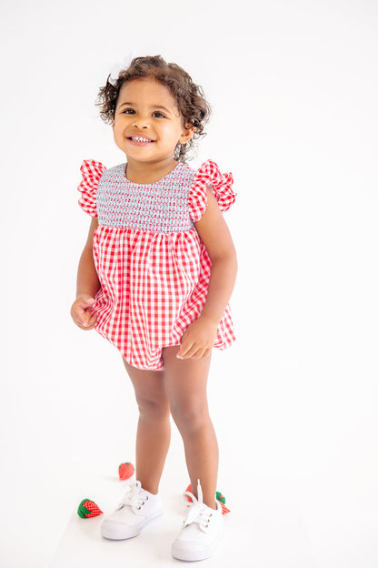 Beaufort Bonnet Angel Sleeve Daphne Belle Bubble - Richmond Red Gingham