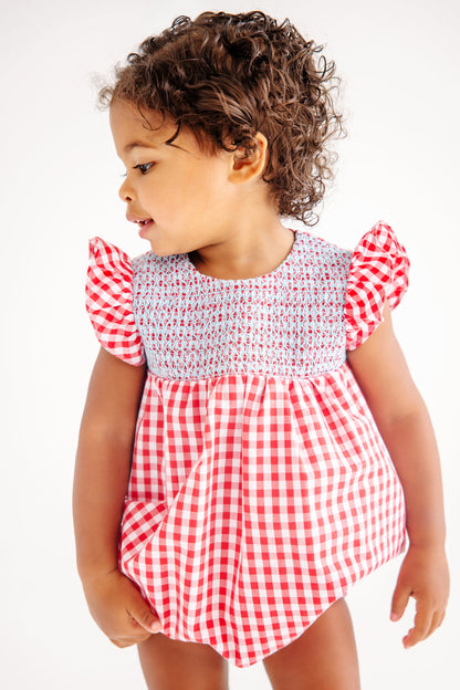Beaufort Bonnet Angel Sleeve Daphne Belle Bubble - Richmond Red Gingham