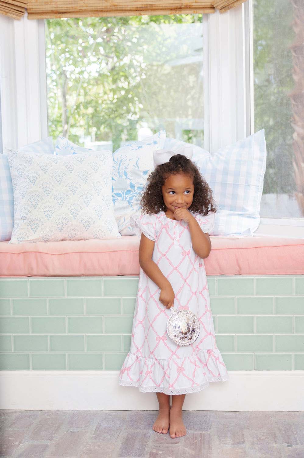 Beaufort Bonnet Marnie Morning Gown - Belle Meade Bow & White Eyelet