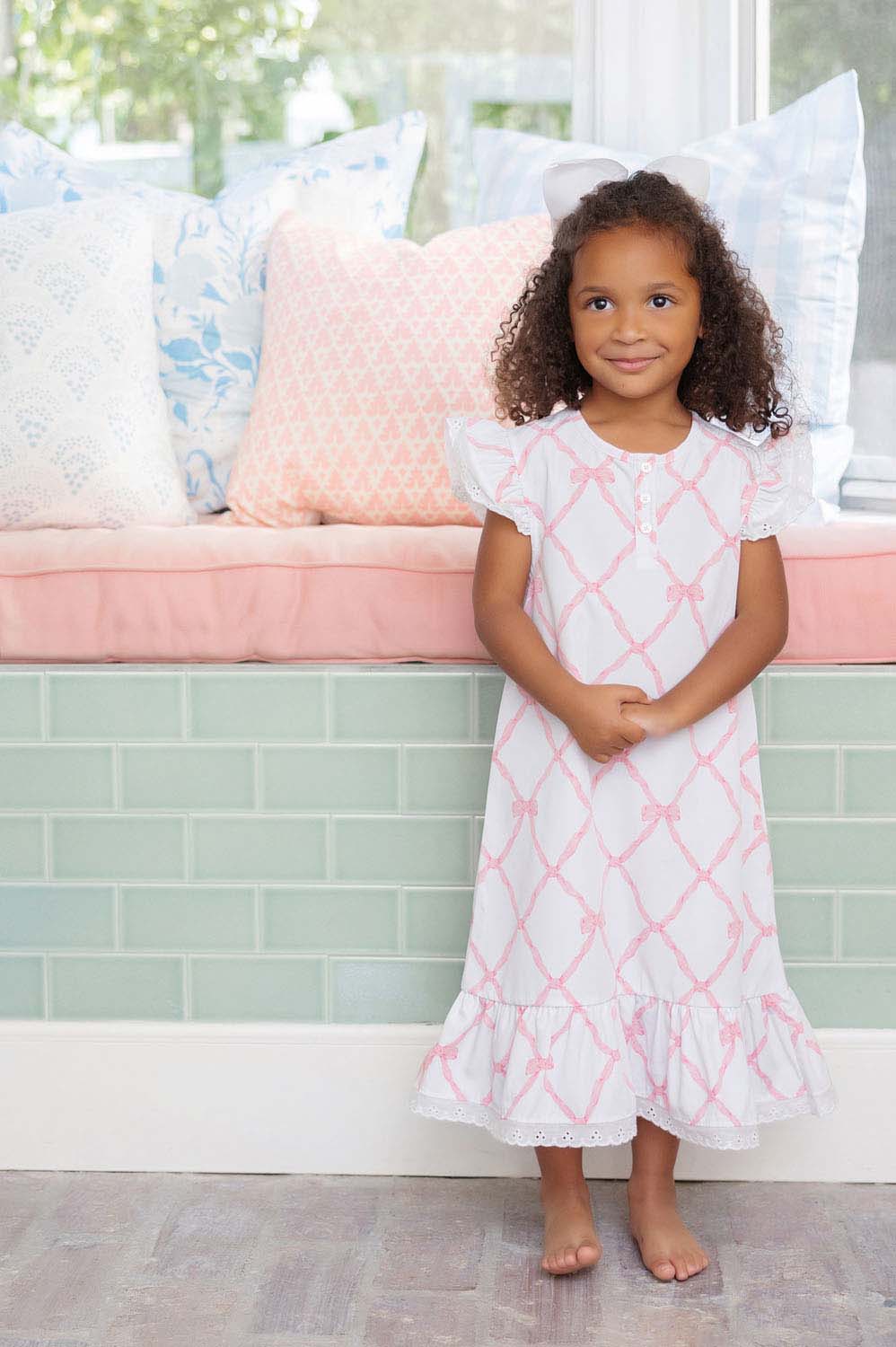 Beaufort Bonnet Marnie Morning Gown - Belle Meade Bow & White Eyelet