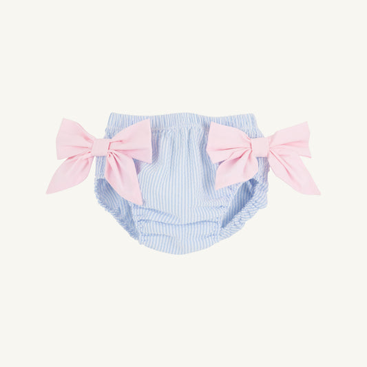Beaufort Bonnet Bow Bottom Bloomer - Breakers Blue Seersucker