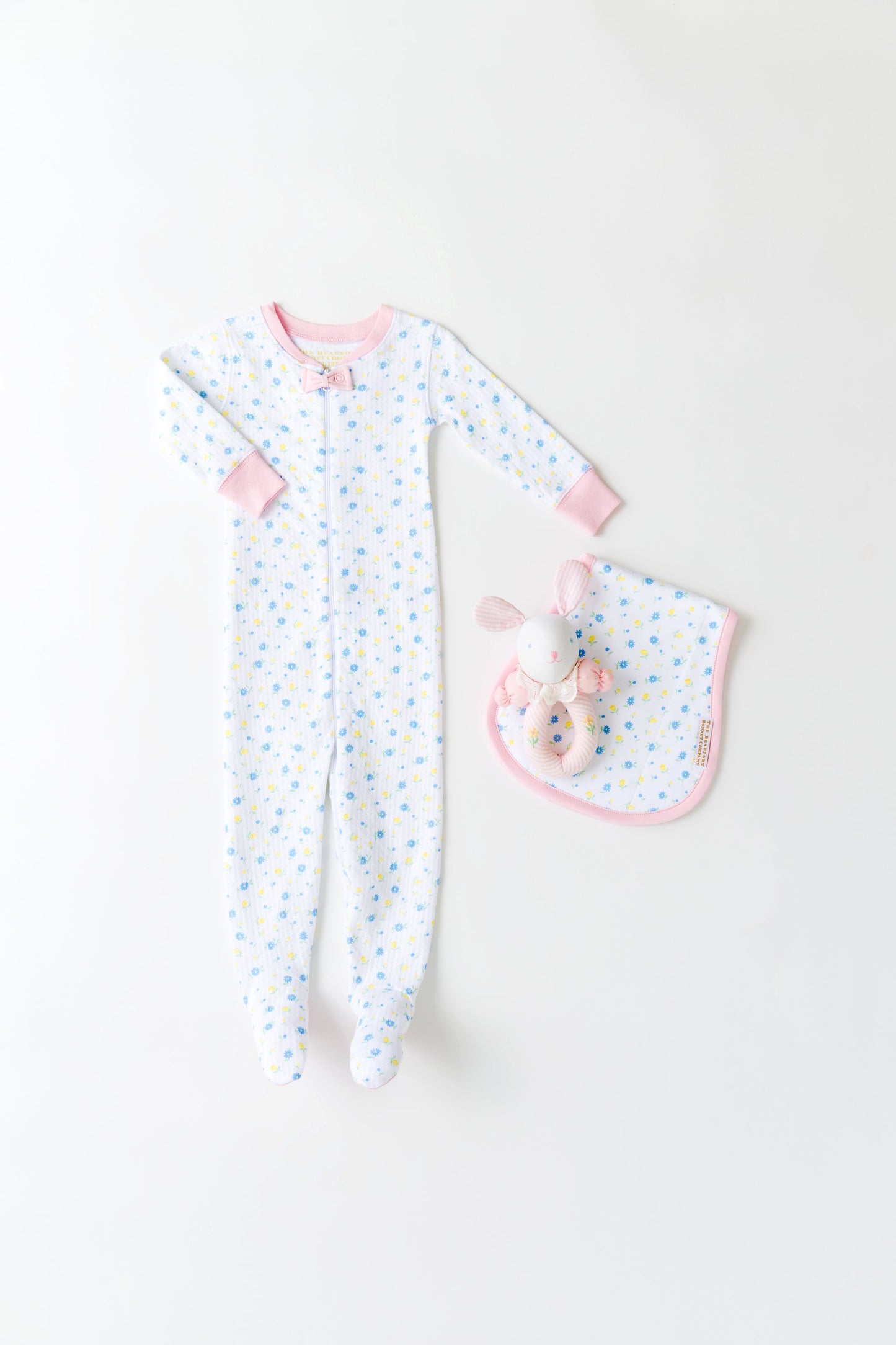 Beaufort Bonnet Burp Cloth - Dunwoody Daisy & Palm Beach Pink
