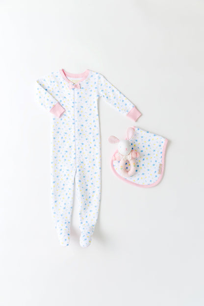 Beaufort Bonnet Burp Cloth - Dunwoody Daisy & Palm Beach Pink