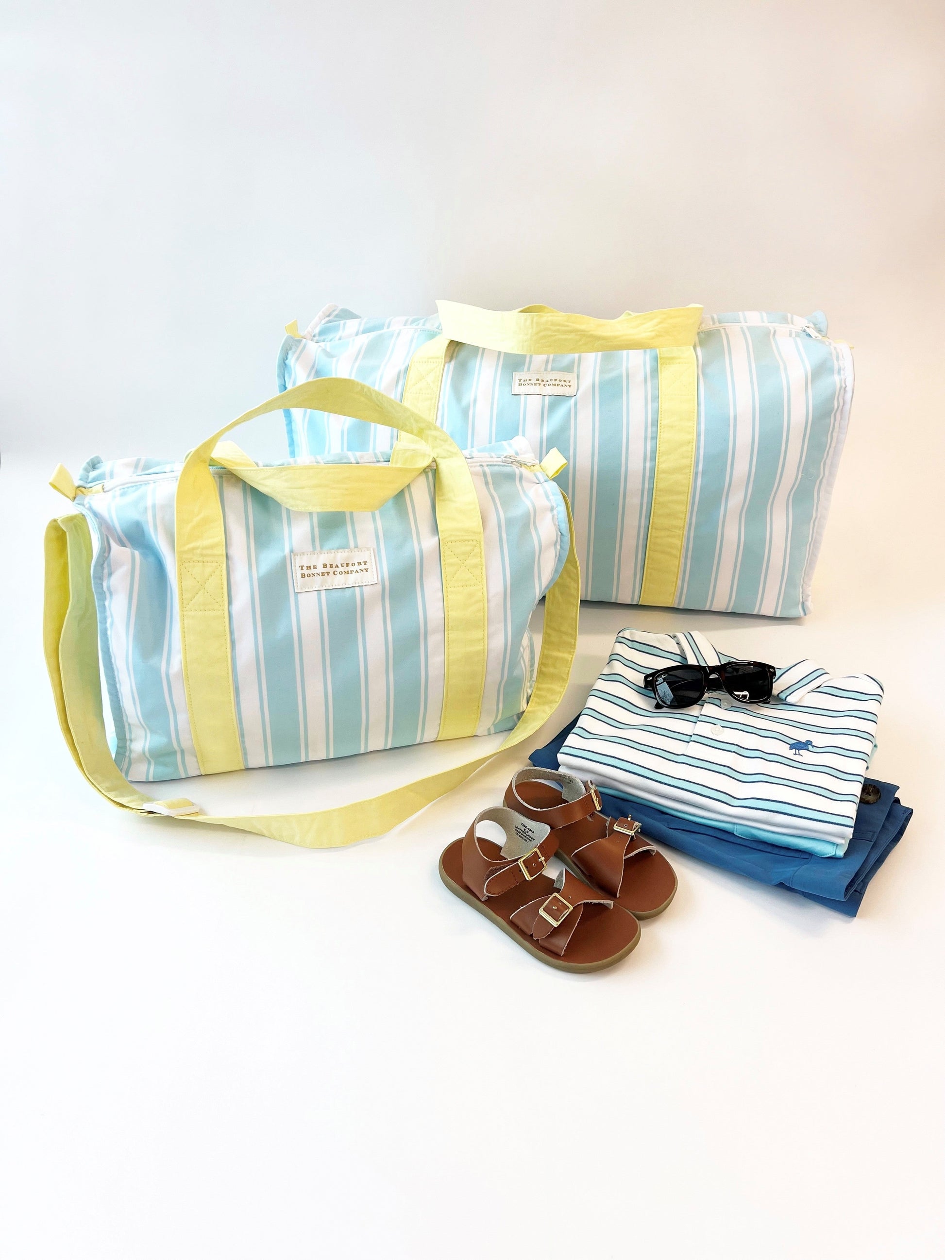 Beaufort Bonnet Logan's Long Weekend Bag - Belhaven Blue Ticking Stripe