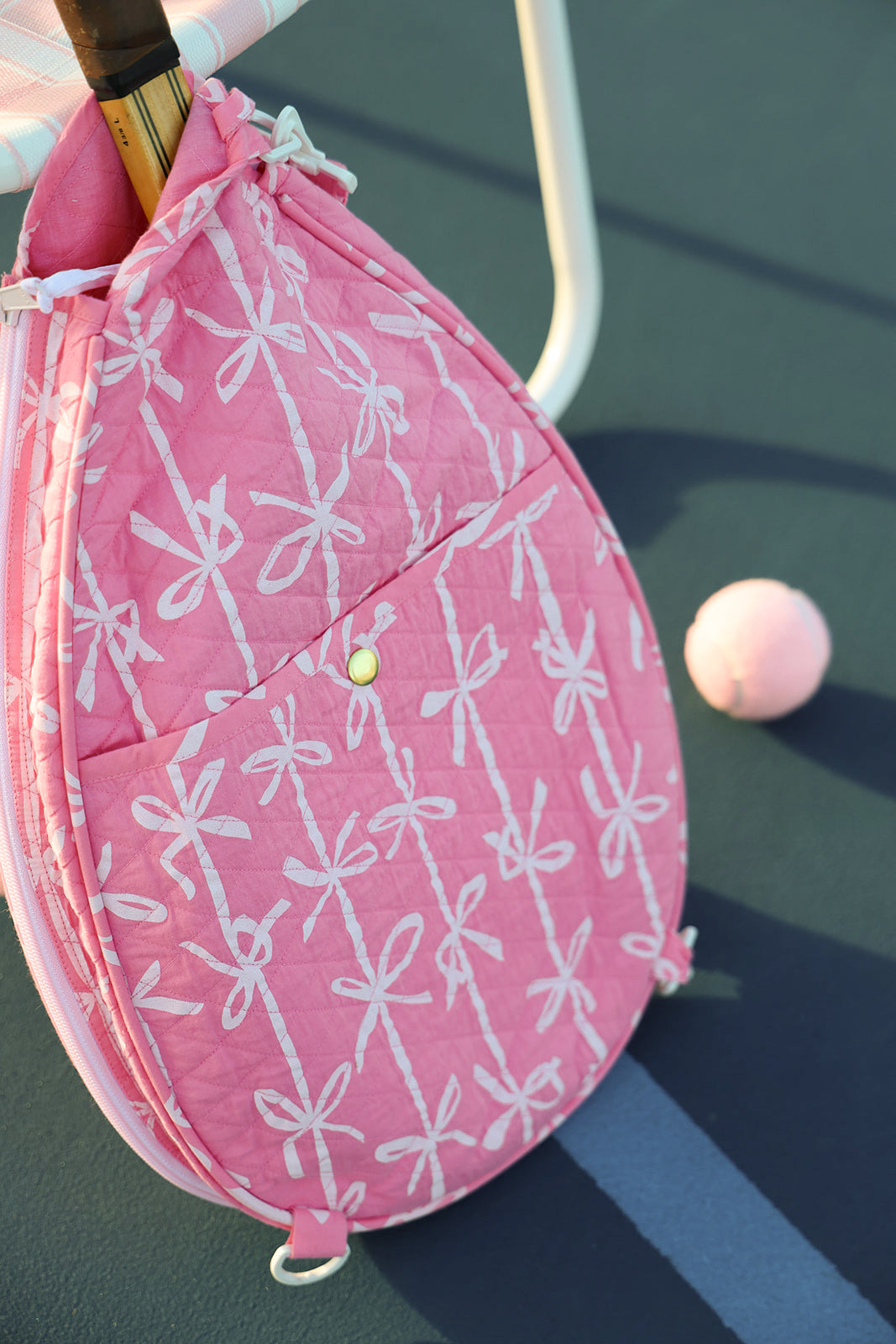 Beaufort Bonnet Tennis Racket Cover - Braselton Bows (Romany Rose)