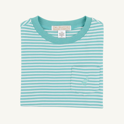 Beaufort Bonnet Carter Crewneck - Turks Teal Stripe & Turks Teal Stork