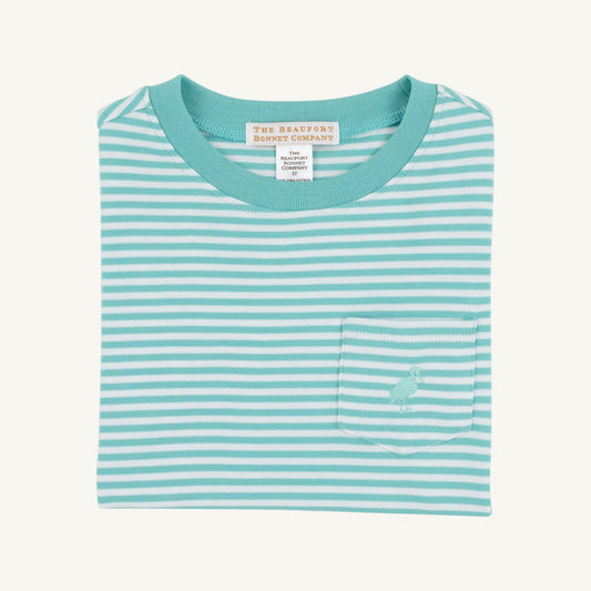 Beaufort Bonnet Carter Crewneck - Turks Teal Stripe & Turks Teal Stork