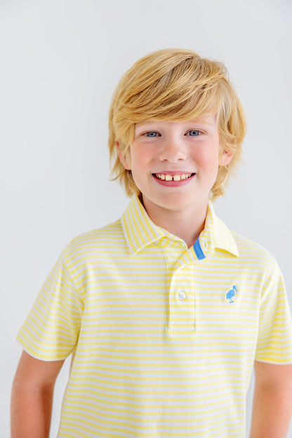 Beaufort Bonnet Prim & Proper Polo & Onesie - Lake Worth Yellow Stripe