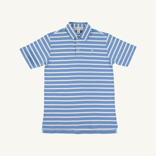 Beaufort Bonnet Prim & Proper Polo & Onesie - Barbados Blue Stripe