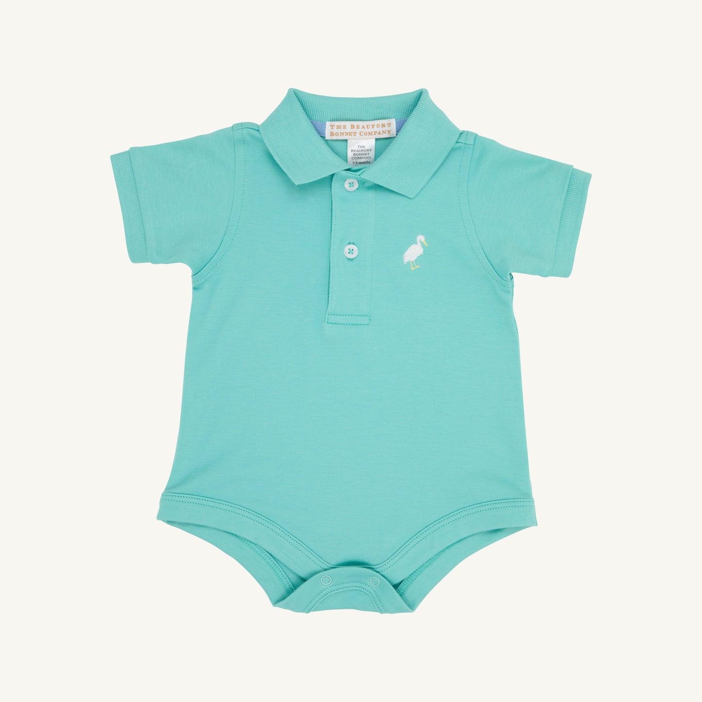 Beaufort Bonnet Prim & Proper Polo & Onesie - Turks Teal & Multicolor Stork