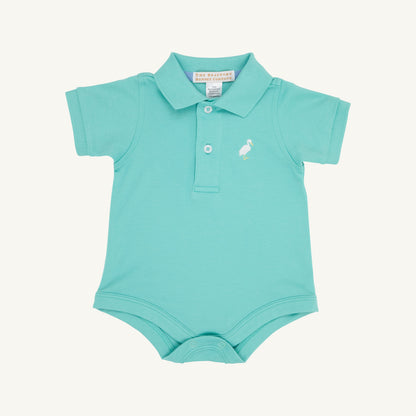 Beaufort Bonnet Prim & Proper Polo & Onesie - Turks Teal & Multicolor Stork